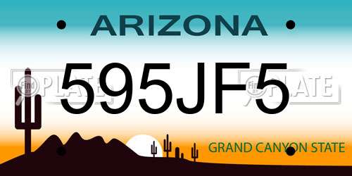 595JF5 Arizona License Plate
