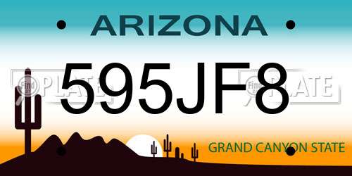 595JF8 Arizona License Plate