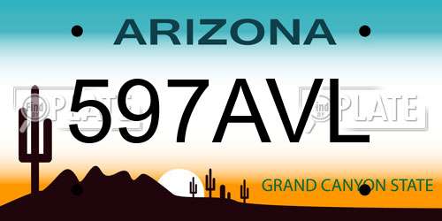 597AVL Arizona License Plate