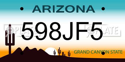 598JF5 Arizona License Plate