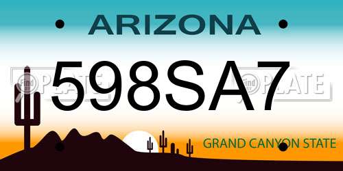 598SA7 Arizona License Plate