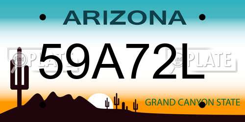 59A72L Arizona License Plate