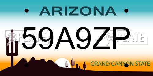 59A9ZP Arizona License Plate