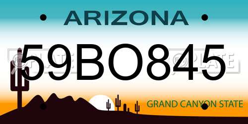 59BO845 Arizona License Plate