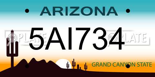5AI734 Arizona License Plate