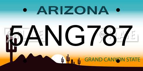 5ANG787 Arizona License Plate