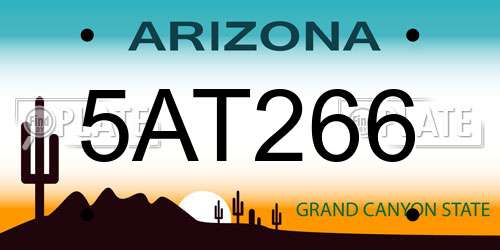 5AT266 Arizona License Plate