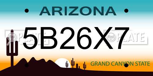 5B26X7 Arizona License Plate