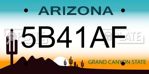 5B41AF Arizona License Plate