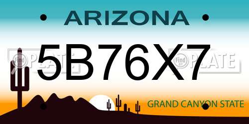 5B76X7 Arizona License Plate