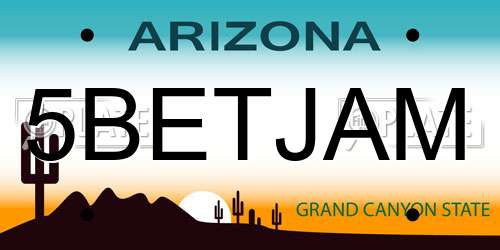 5BETJAM Arizona License Plate