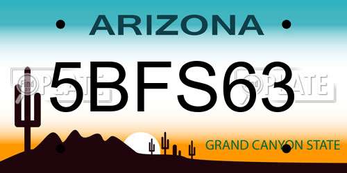 5BFS63 Arizona License Plate