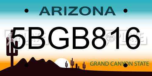 5BGB816 Arizona License Plate