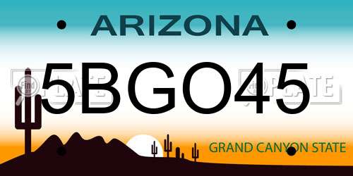 5BGO45 Arizona License Plate
