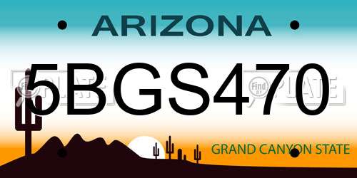 5BGS470 Arizona License Plate