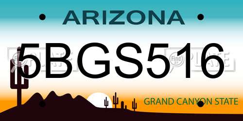 5BGS516 Arizona License Plate