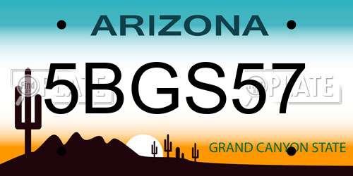 5BGS57 Arizona License Plate