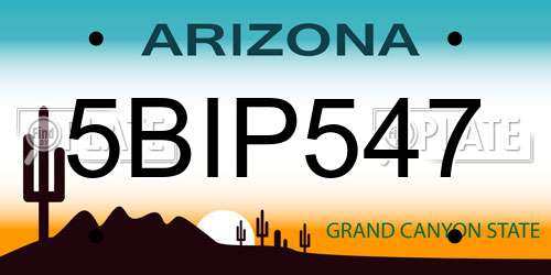 5BIP547 Arizona License Plate