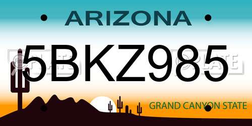 5BKZ985 Arizona License Plate