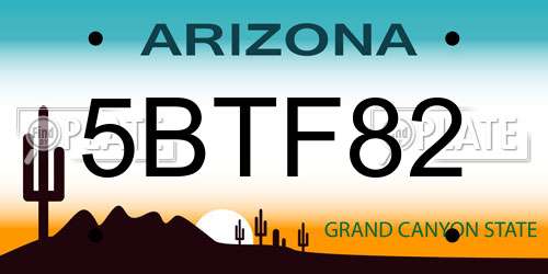 5BTF82 Arizona License Plate