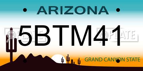 5BTM41 Arizona License Plate