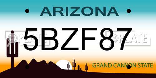 5BZF87 Arizona License Plate