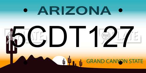 5CDT127 Arizona License Plate