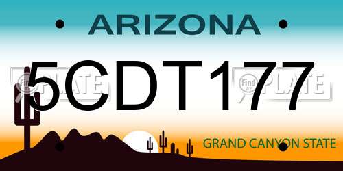 5CDT177 Arizona License Plate