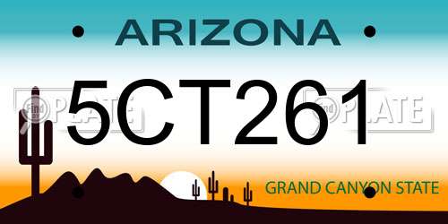 5CT261 Arizona License Plate