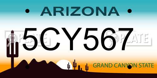 5CY567 Arizona License Plate