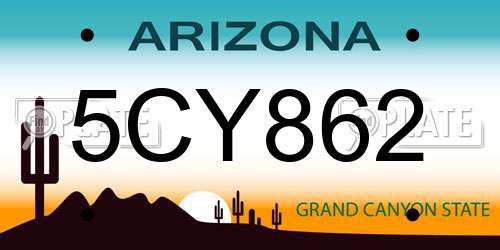 5CY862 Arizona License Plate