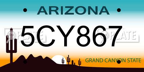 5CY867 Arizona License Plate