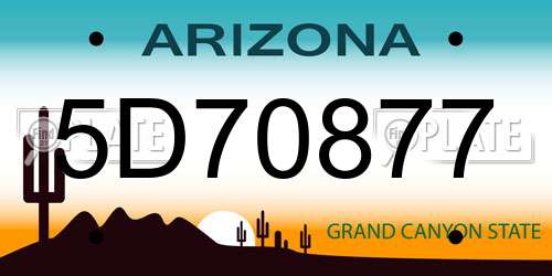 5D70877 Arizona License Plate