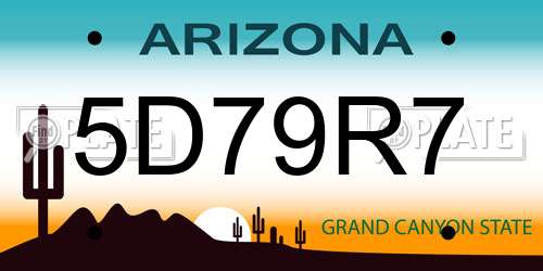 5D79R7 Arizona License Plate