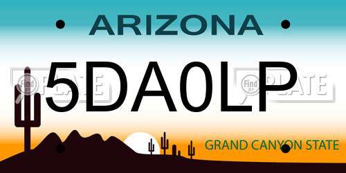 5DA0LP Arizona License Plate