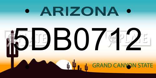 5DB0712 Arizona License Plate