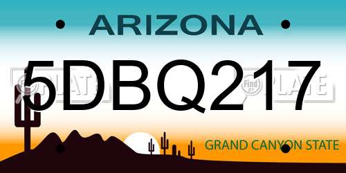 5DBQ217 Arizona License Plate
