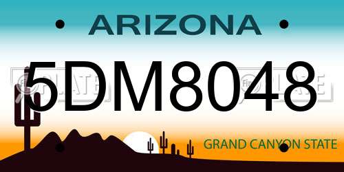 5DM8048 Arizona License Plate