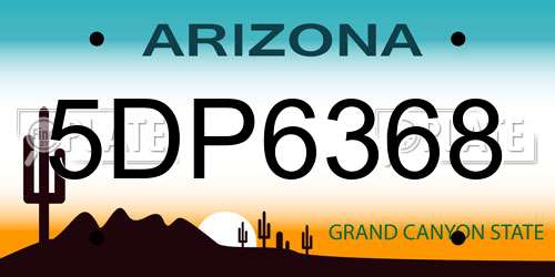 5DP6368 Arizona License Plate