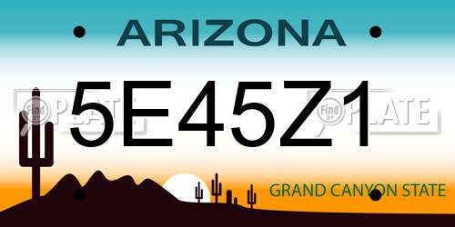 5E45Z1 Arizona License Plate