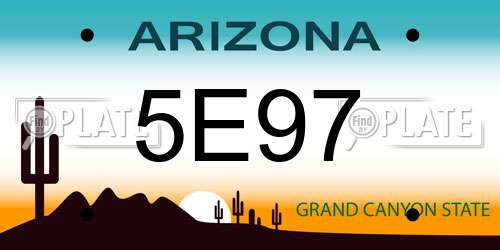 5E97 Arizona License Plate