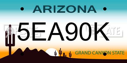 5EA90K Arizona License Plate