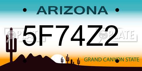 5F74Z2 Arizona License Plate