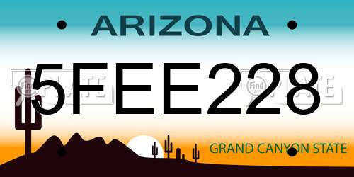 5FEE228 Arizona License Plate