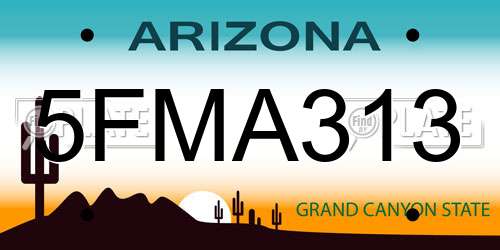 5FMA313 Arizona License Plate