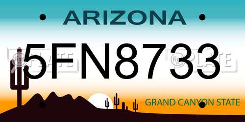5FN8733 Arizona License Plate