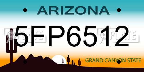 5FP6512 Arizona License Plate