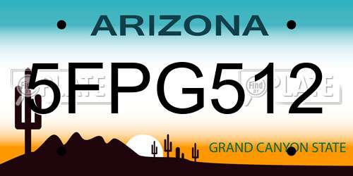 5FPG512 Arizona License Plate