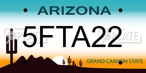 5FTA22 Arizona License Plate