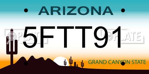 5FTT91 Arizona License Plate